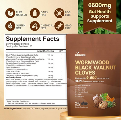 Virella Wormwood Black Walnut Cloves Capsules